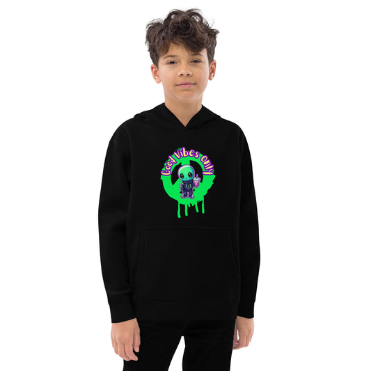 Alien Good Vibes only neon unisex Kids fleece hoodie