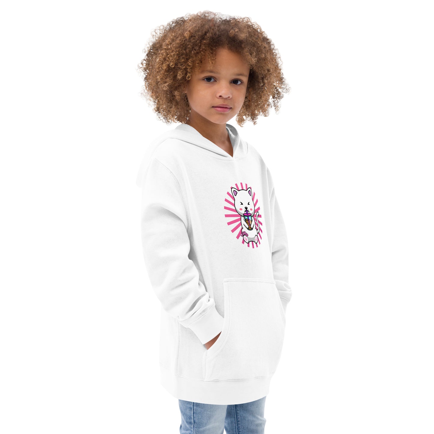 Boba Cat Kids fleece hoodie