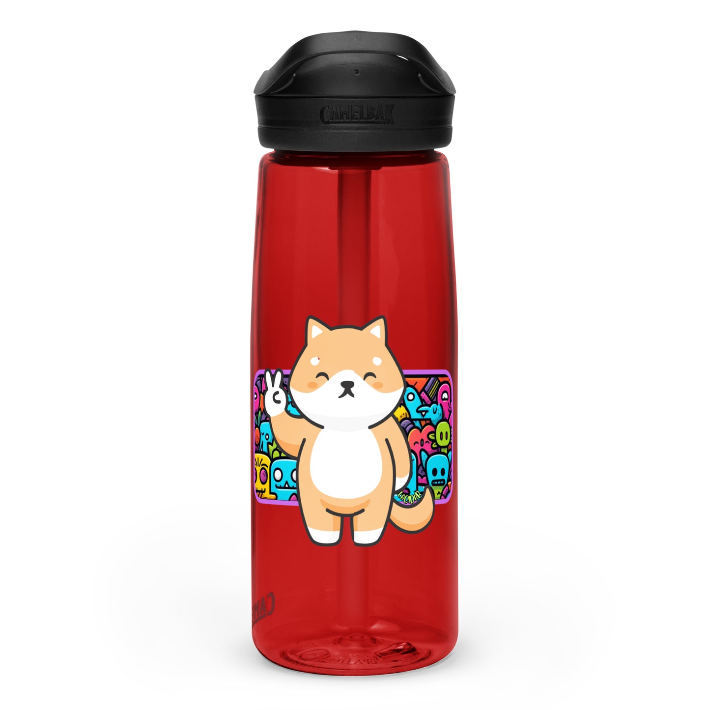 Peace Shiba graphic Sports water bottle