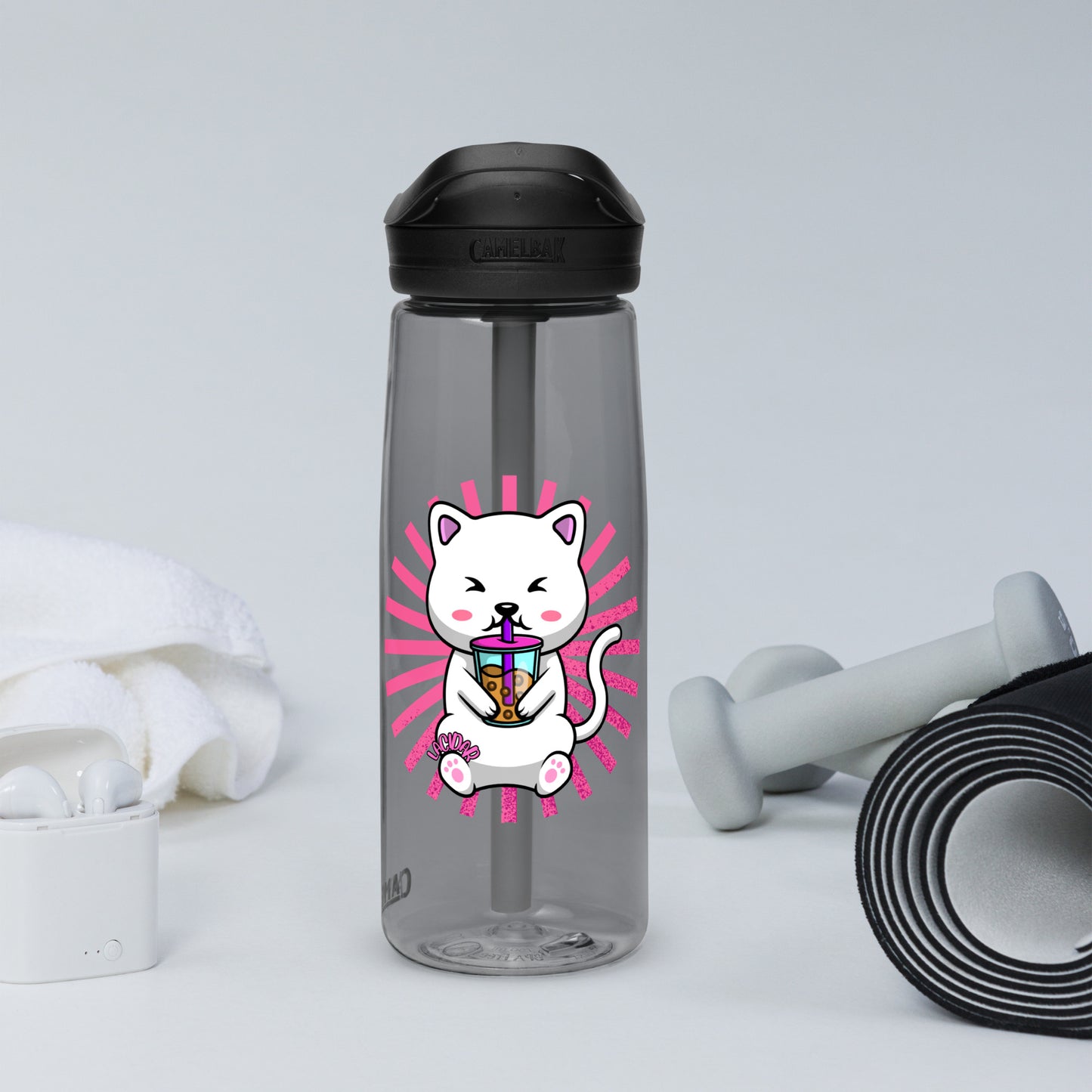 Boba Cat Sports water bottle