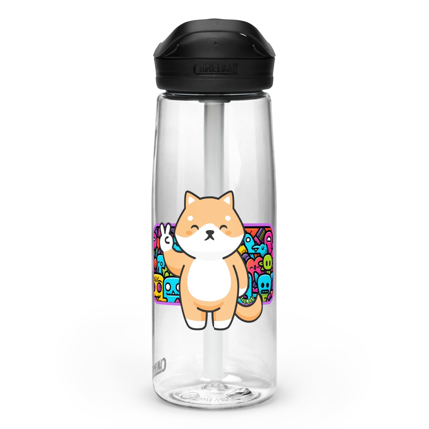 Peace Shiba graphic Sports water bottle