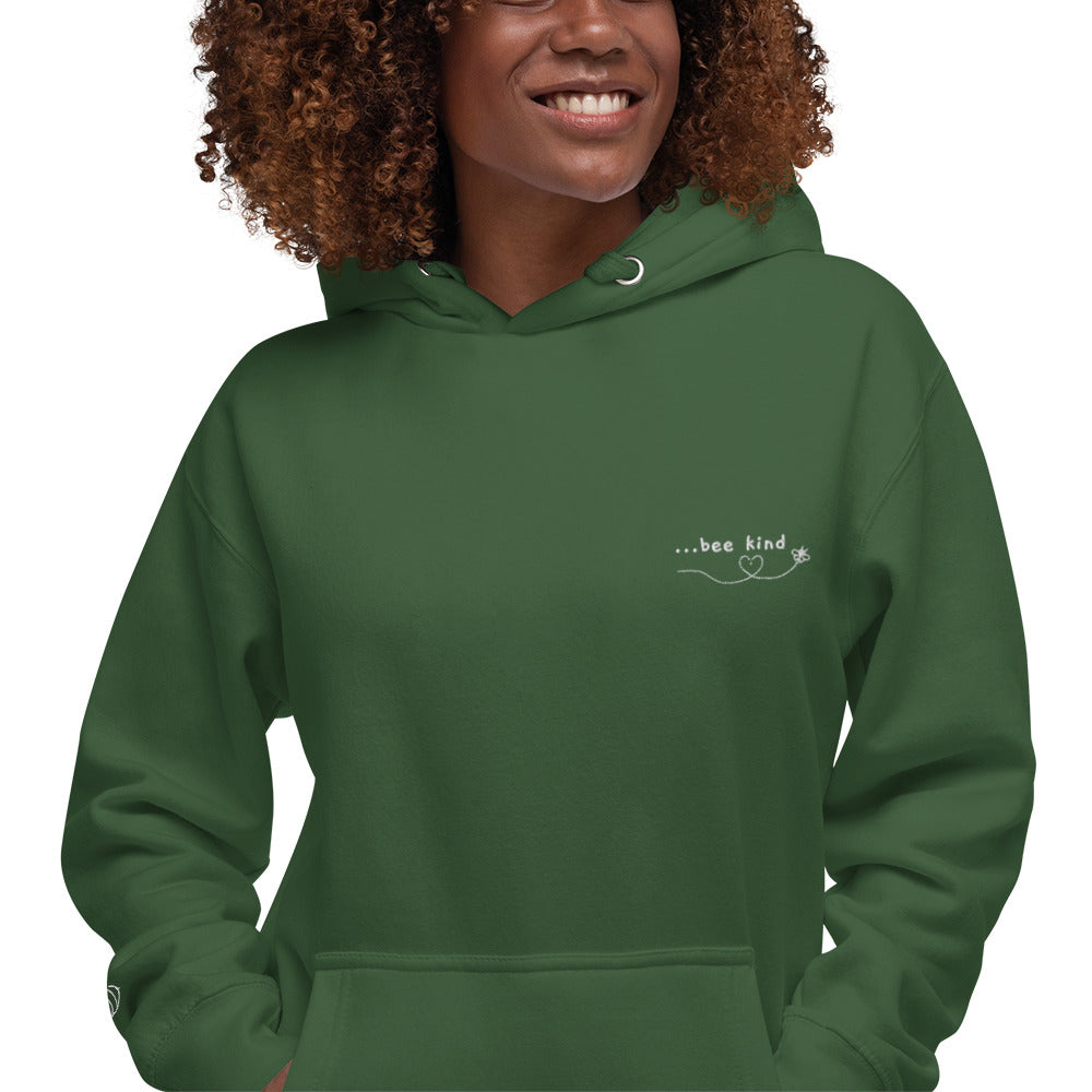 Bee Kind Embroidered Adult Unisex Hoodie