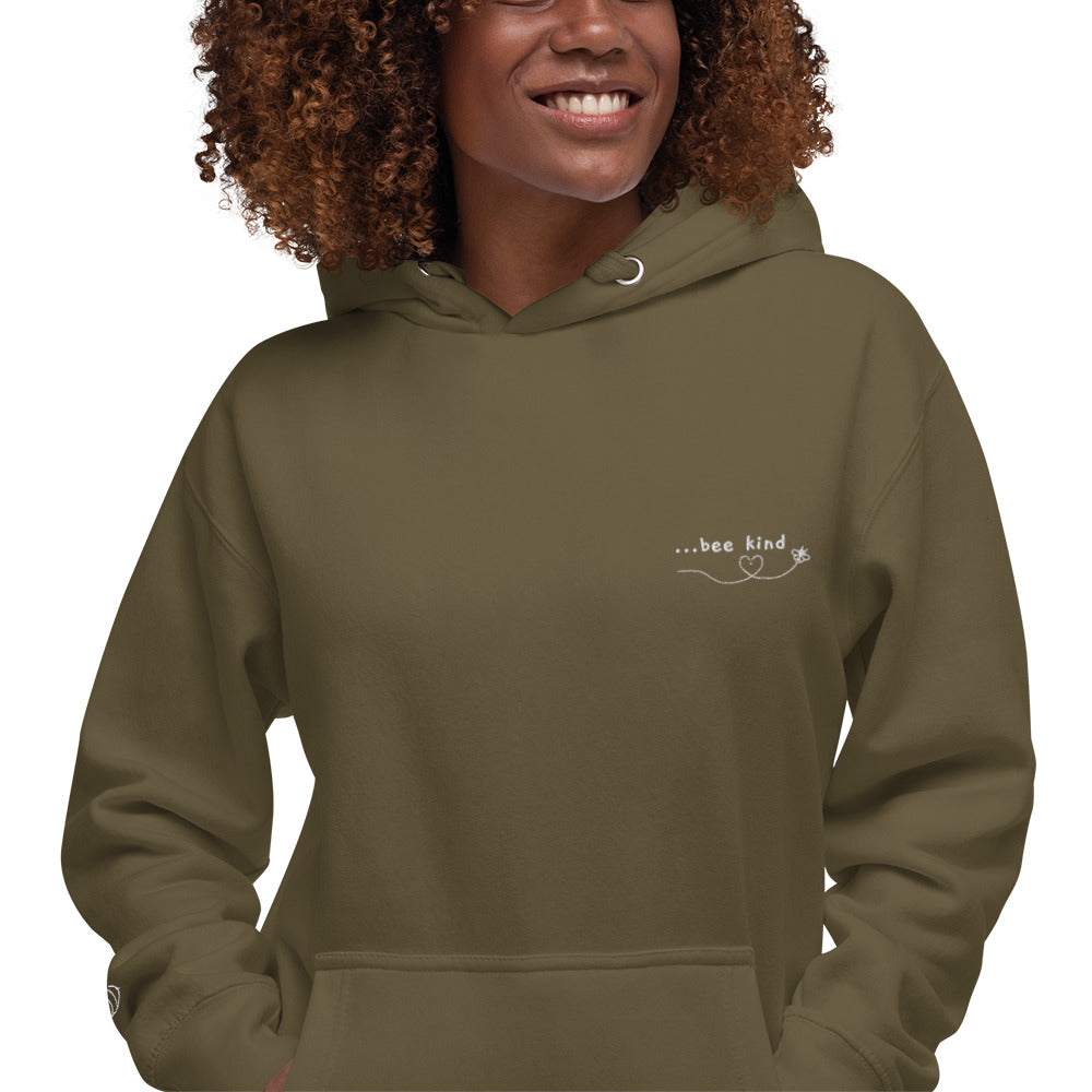 Bee Kind Embroidered Adult Unisex Hoodie