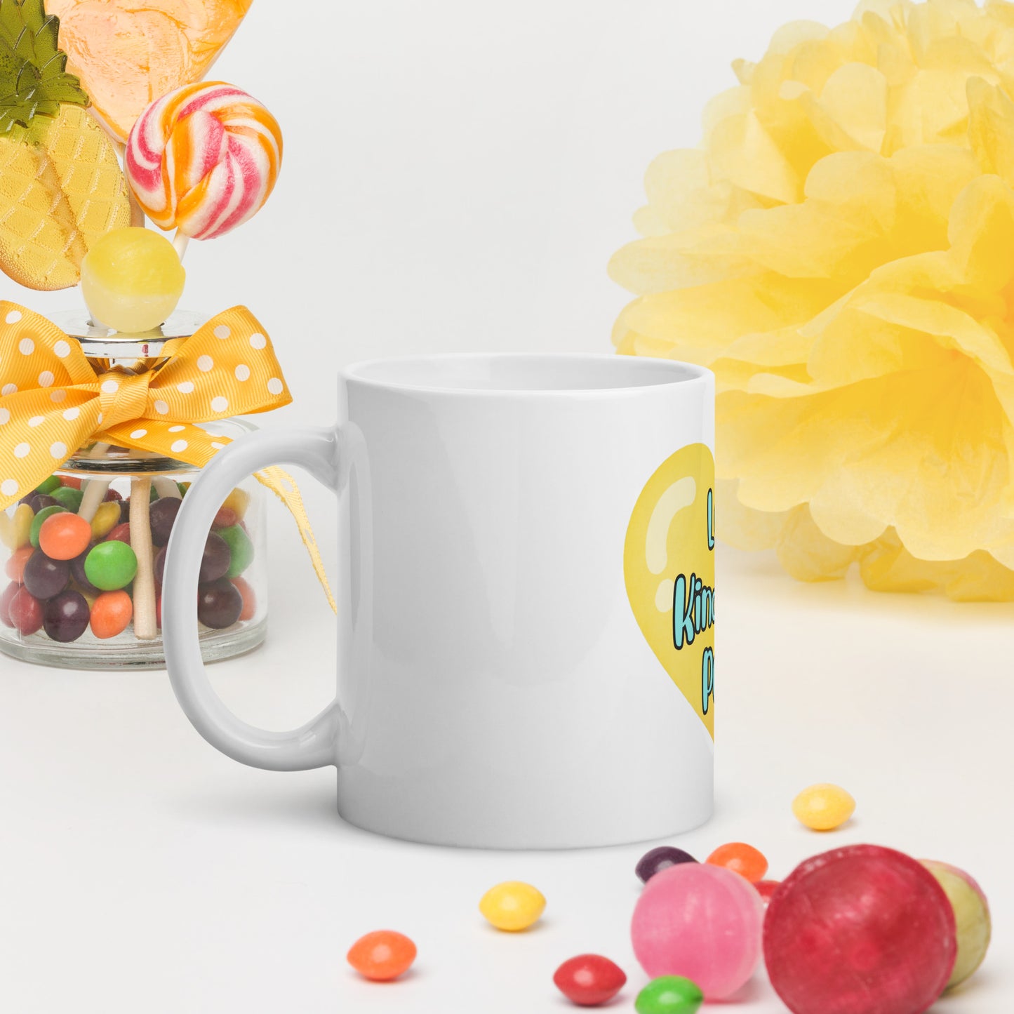 Love heart White glossy mug