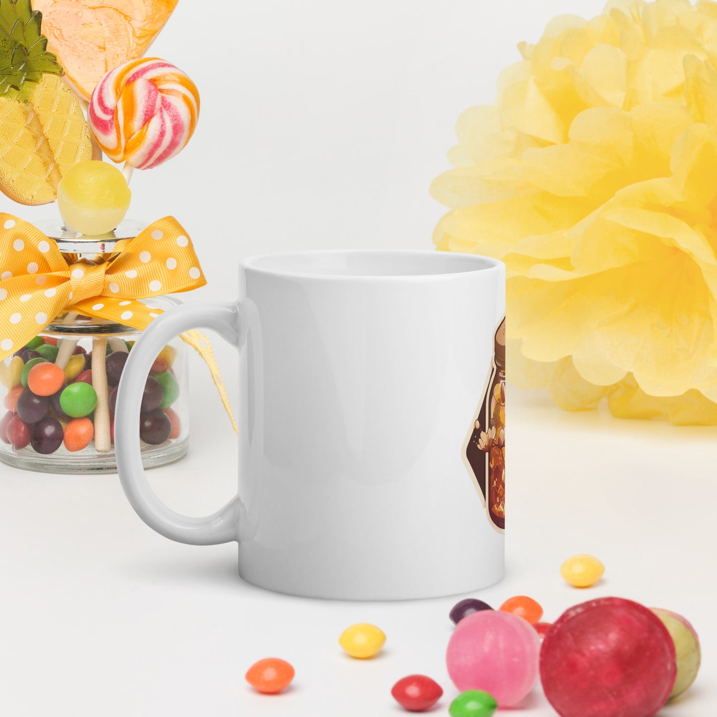 Cute Honey Jar White glossy mug