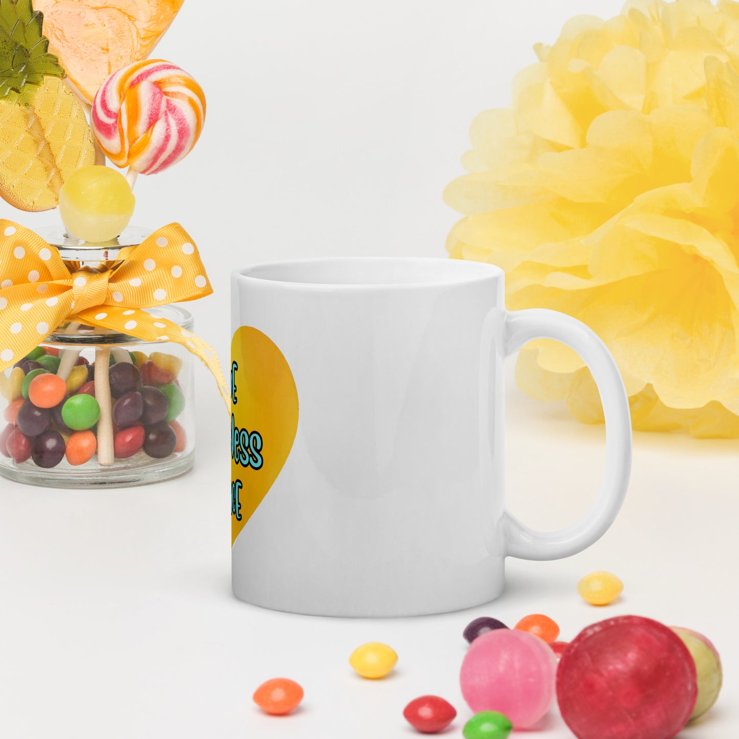 Love heart White glossy mug