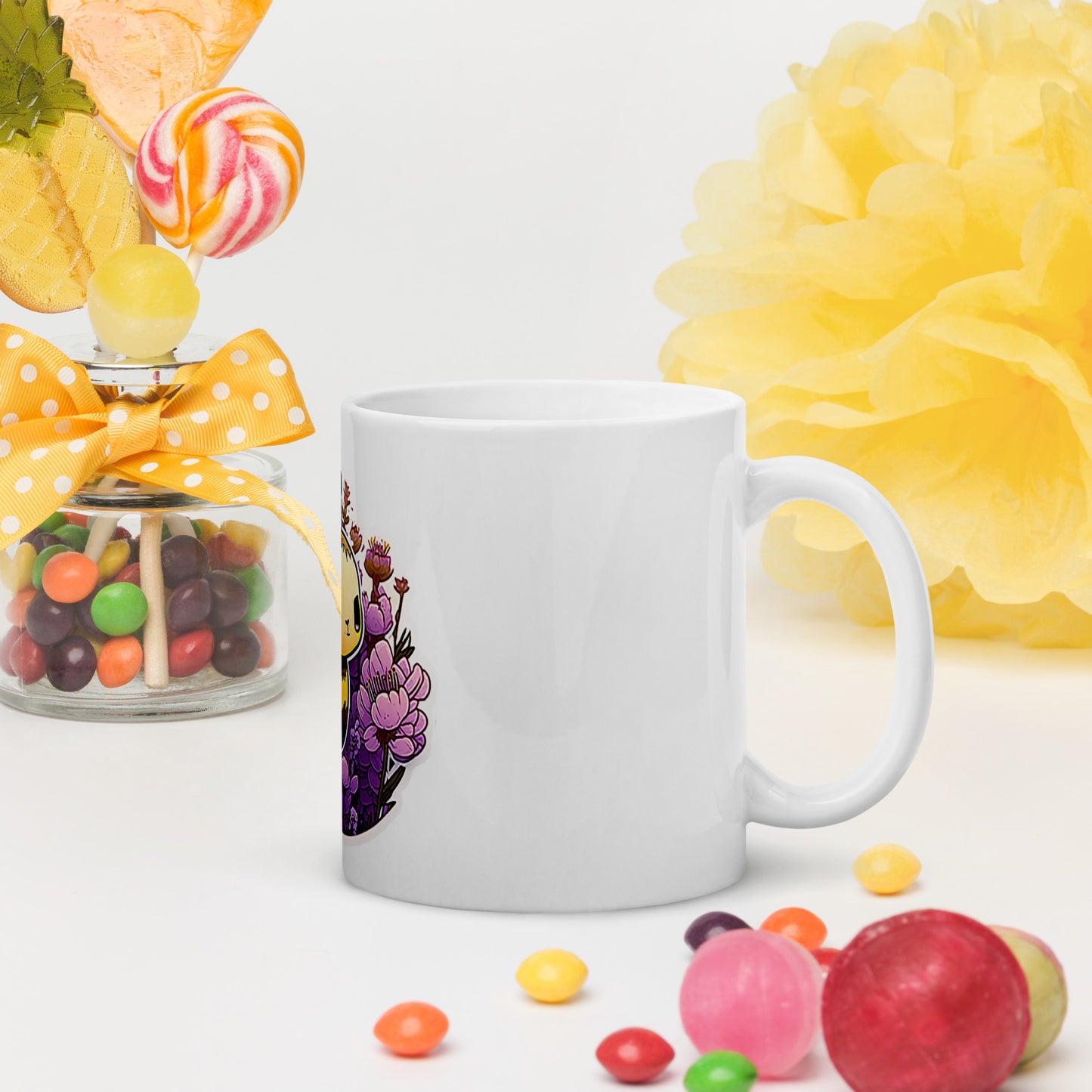 Kawaii Bee cute White glossy mug