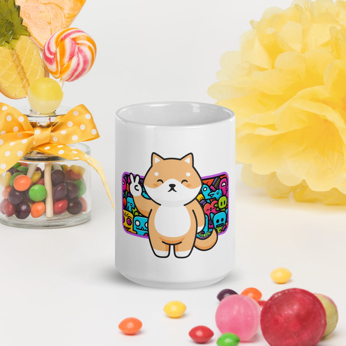 Shiba White glossy mug