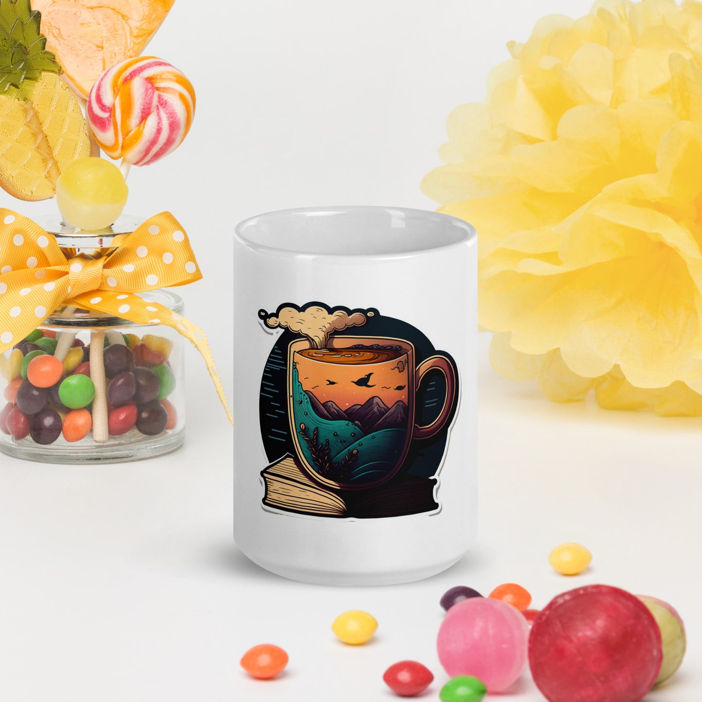 Tea clouds White glossy mug