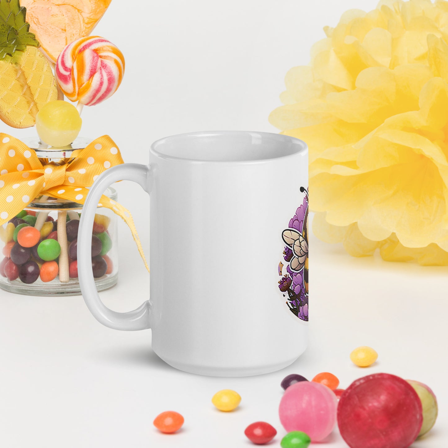 Kawaii Bee cute White glossy mug