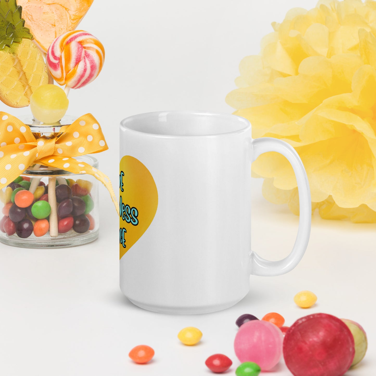 Love heart White glossy mug