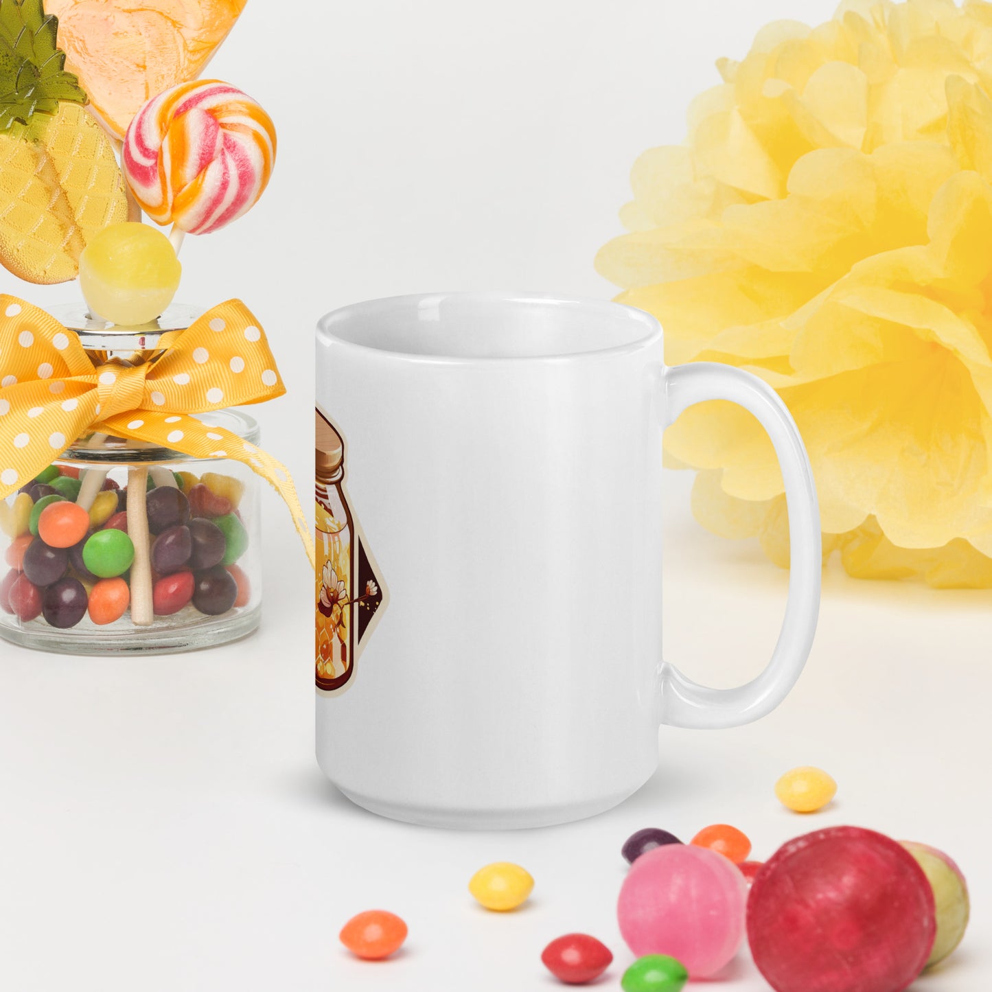 Cute Honey Jar White glossy mug