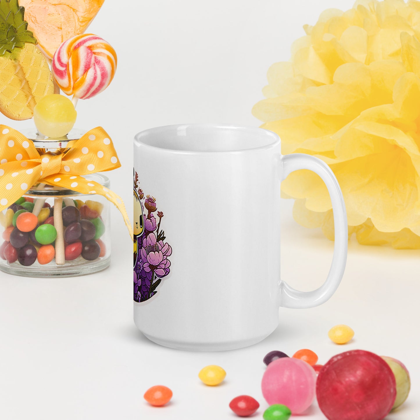 Kawaii Bee cute White glossy mug