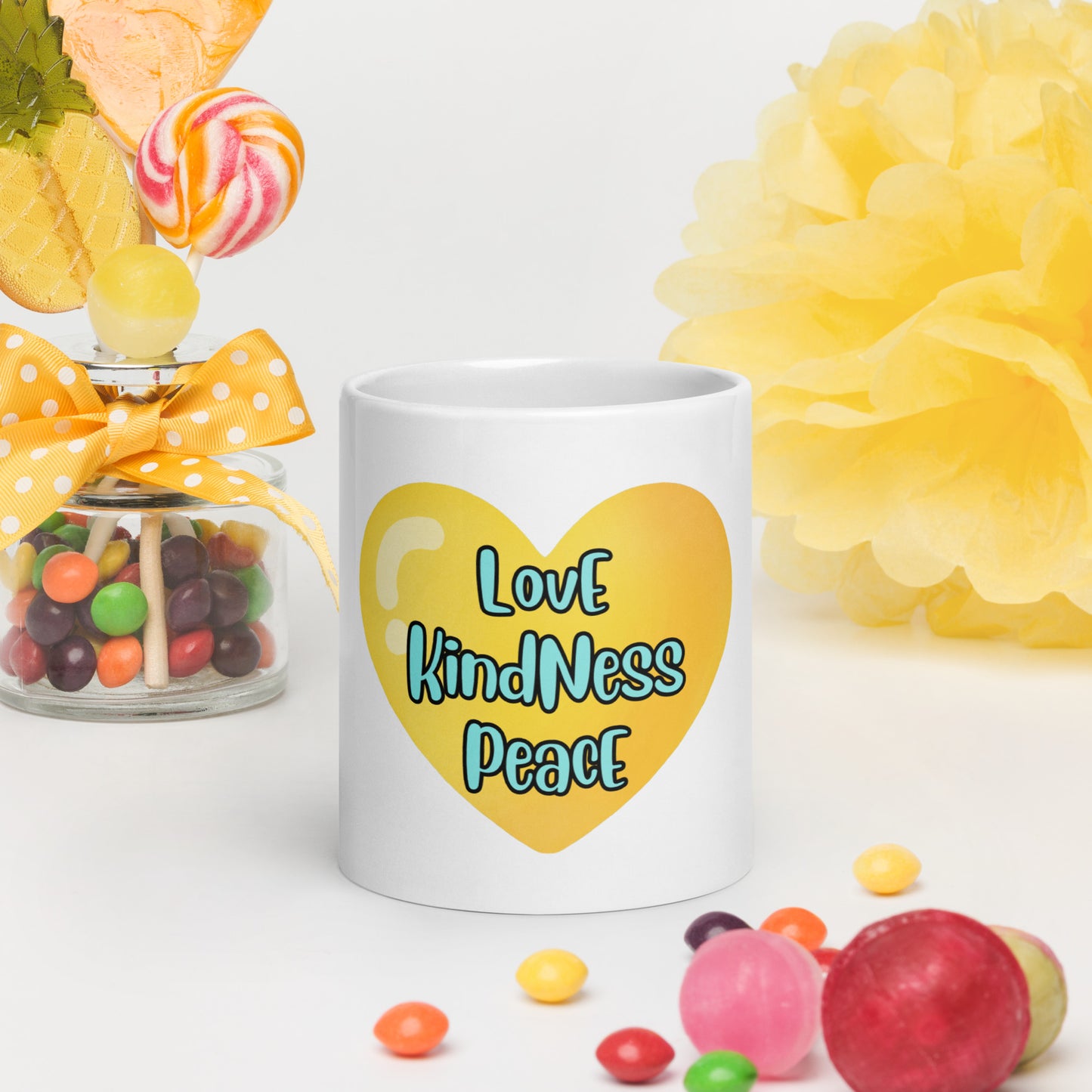 Love heart White glossy mug