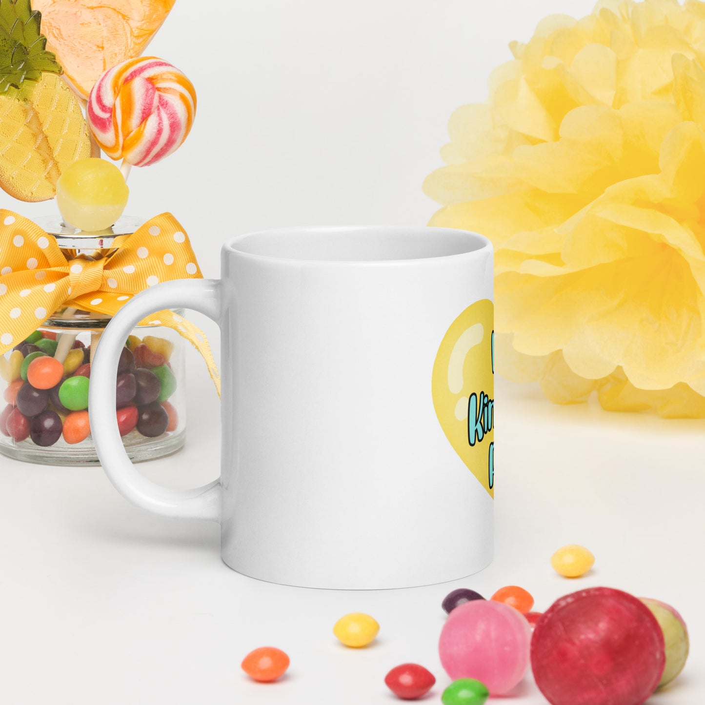 Love heart White glossy mug