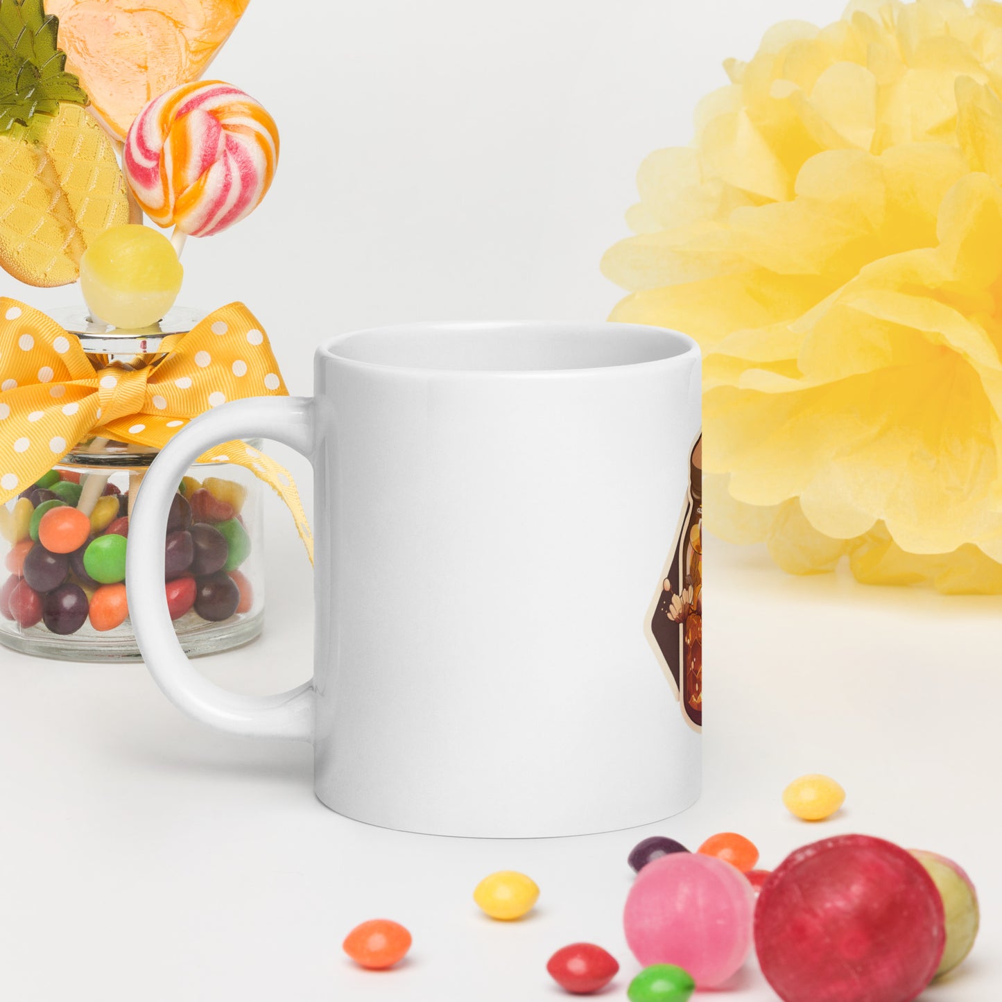 Cute Honey Jar White glossy mug