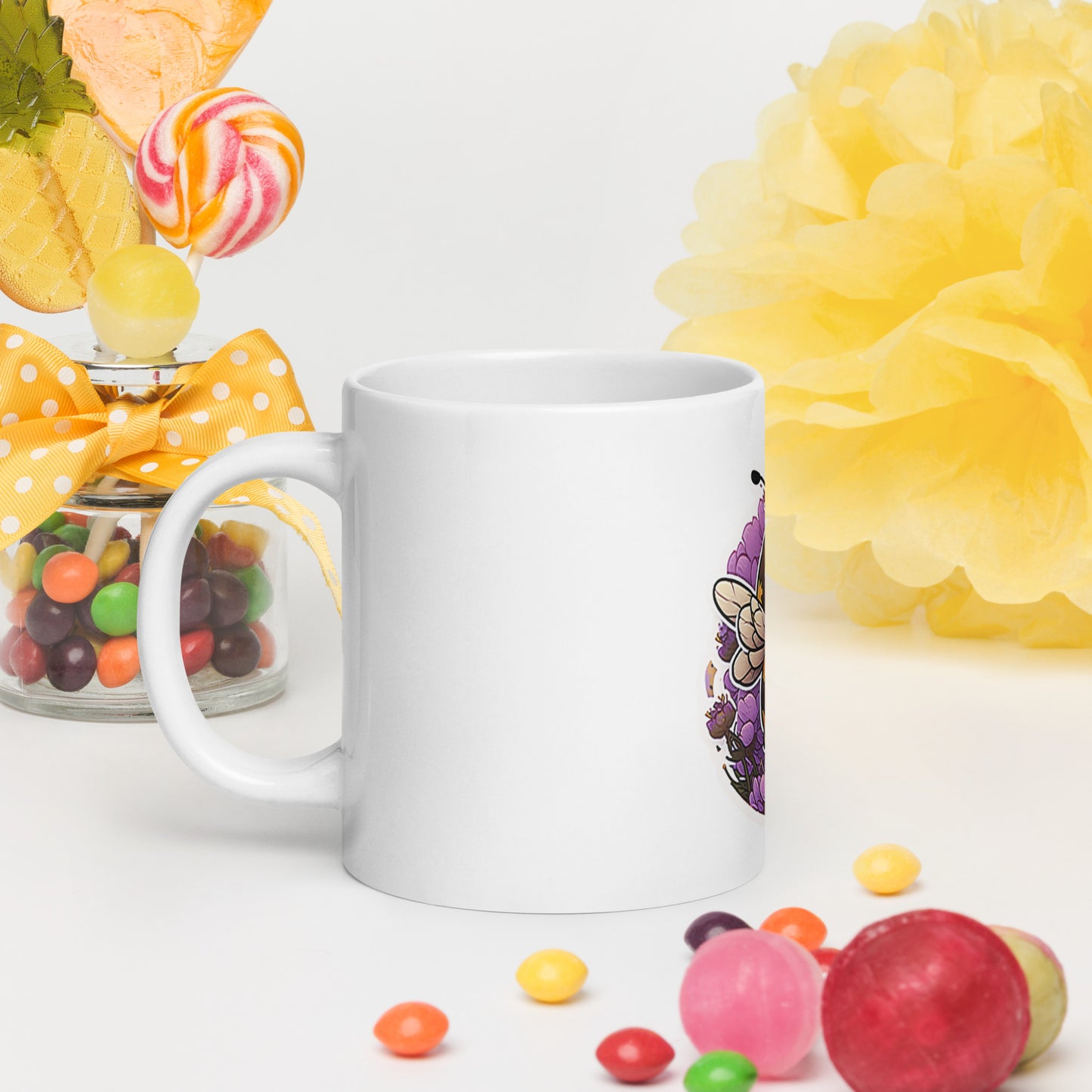 Kawaii Bee cute White glossy mug