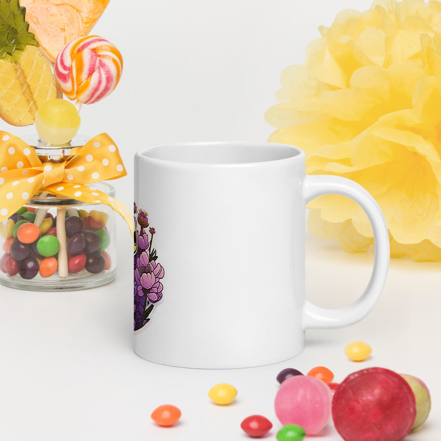 Kawaii Bee cute White glossy mug