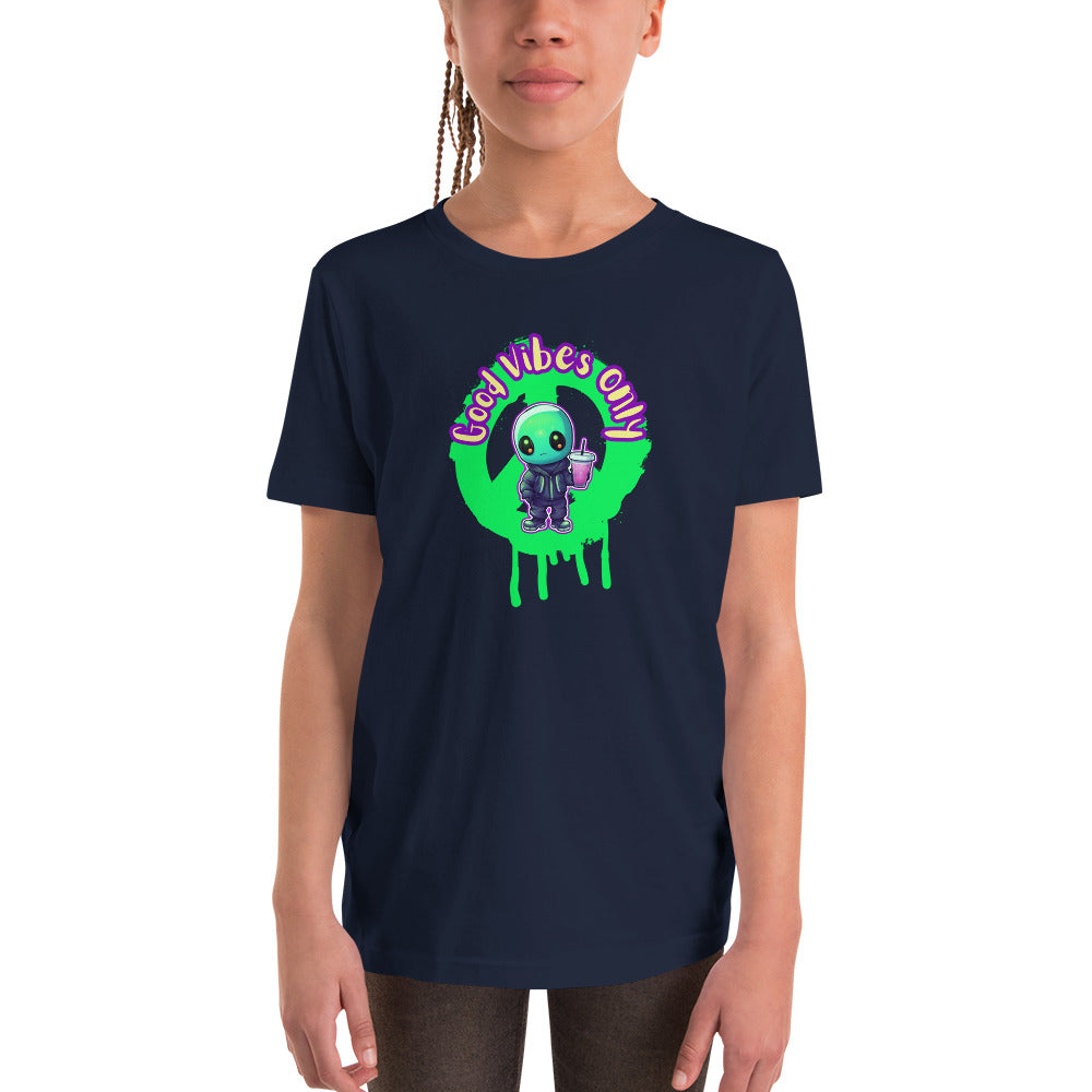 Neon Alien Good Vibes Youth Short Sleeve T-Shirt